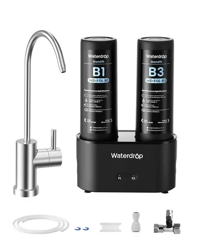 Miniatura 10 de Waterdrop 10UA PRO Filtro de agua para debajo del fregadero, no se requiere perforación, recordatorio de tiempo, fácil instalación, reduce el plomo