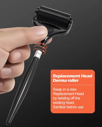 Miniatura 4 de Rodillo Derma de titanio para barba y pelo facial, rodillo de microagujas para barba para hombres con estuche de almacenamiento, rodillo Derma