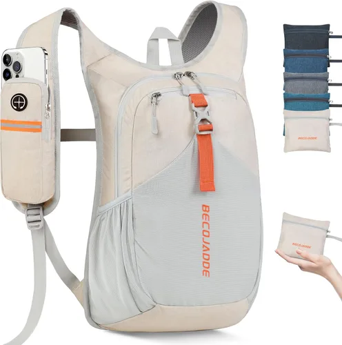 BECOJADDE - Mochila de senderismo pequeña de 15 L para hombres y mujeres, plegable, ultraligera, para viajes, camping, actividades al aire libre,