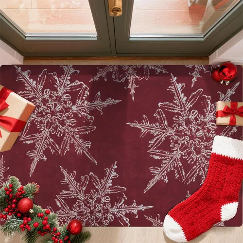 Miniatura 8 de U'Artlines Tapete de Navidad para puerta delantera, 32 x 48 pulgadas, vintage, de invierno, resistente a la suciedad, tapete de goma antideslizante