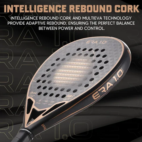 Miniatura 4 de AMA SPORT ERA 1.0 Raqueta de pádel con superficie de fibra de carbono con núcleo de espuma EVA Memory Flex Raqueta de pádel ligera de potencia y Oro