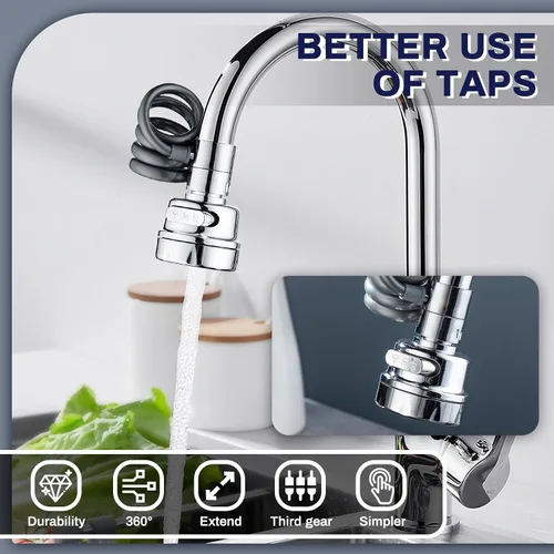 Miniatura 3 de Yitexin Accesorio rociador de grifo para fregadero, 3 modos de salida de agua, extensor de grifo con manguera elástica, cabezal rociador