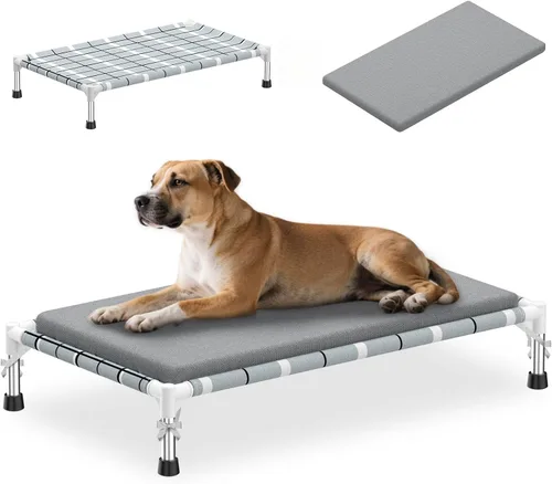 Miniatura 7 de Cama elevada elevada para perros al aire libre – Cama de cuna para perros con patas antideslizantes Cama hamaca para perro con marco de acero