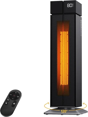 Calentador de espacio para habitación grande, calentadores eléctricos de 25 pulgadas para uso en interiores con oscilación de 120°, 3 niveles de