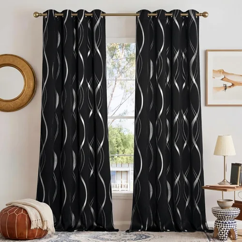 Miniatura 17 de NICETOWN Paneles de Cortinas Opacas para Dormitorio - Tratamiento de Ventanas con Aislamiento Térmico, Ojales Sólidos, Cortinas Opacas con Diseño