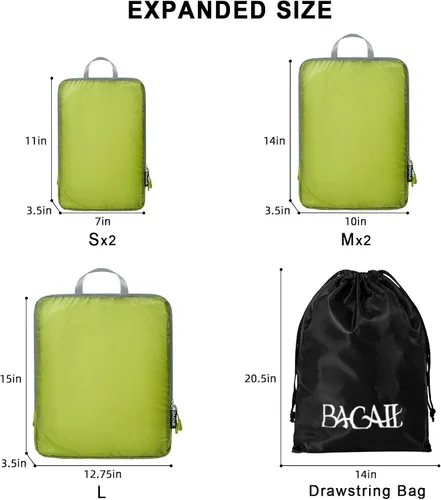 Miniatura 22 de BAGAIL 4 Set/6 Set Ultraligero Compresión Embalaje Cubos Organizador de Embalaje para Accesorios de Viaje Equipaje Maleta Mochila