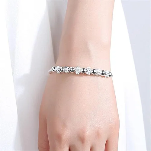 Miniatura 6 de Pulseras de plata de ley 925 para mujer, pulsera de transferencia de la suerte, ajustable, joyería de moda para mujer