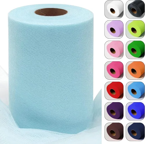 Miniatura 14 de Rollos de tela de tul verde ácido de 6 pulgadas por 100 yardas (300 pies) Cinta de tul para tutú, falda, envoltorio de regalo, decoración de boda