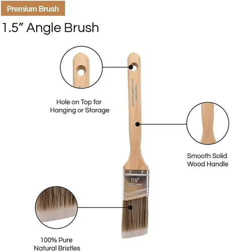 Miniatura 5 de Vermeer Pinceles de pintura, paquete de 6, pinceles de banda angular de 1.5 pulgadas para todas las pinturas y manchas de látex, óleo, mejoras