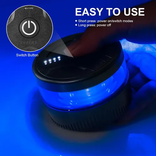 Miniatura 7 de Luz de baliza inalámbrica magnética, luces estroboscópicas LED recargables USB-C para camión, mini luz de advertencia de seguridad de emergencia