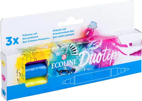 Talens Ecoline Duotip - Juego de pintura primaria, 3 colores, 2 puntas