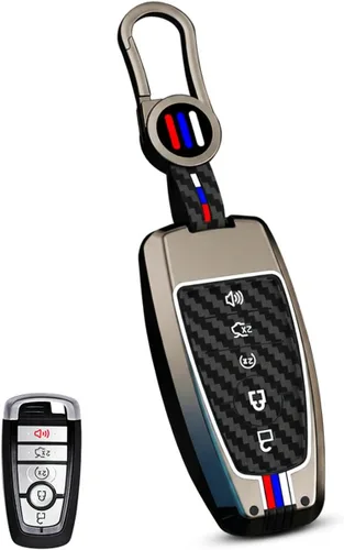 Funda para llavero Ford para Mustang F150 Bronco Explorer Fusion Escape 2018-2026 funda inteligente (FDA-fibra de carbono)