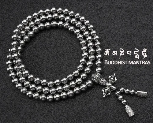 Miniatura 3 de 108 Destiny Nepal Prayer Full Metal Buddism Bead Mala Collar (acero inoxidable)