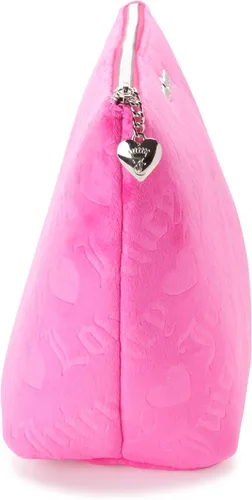 Miniatura 7 de Juicy Couture Bolsa de maquillaje negra Organizador de cosméticos Esenciales de viaje con cremallera superior cuña terciopelo corazón amor