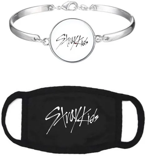 Miniatura 4 de WGEEEY Kpop Stray Kids - Juego de regalos para niños tarjeta fotográfica para niños calcomanías pulsera protector facial anillos collar colgante pin