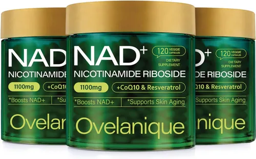 Suplemento NAD con ribósido de nicotinamida y resveratrol, alternativa al suplemento NMNH | Complejo NAD+ de 1100 mg con fitosoma de quercetina y