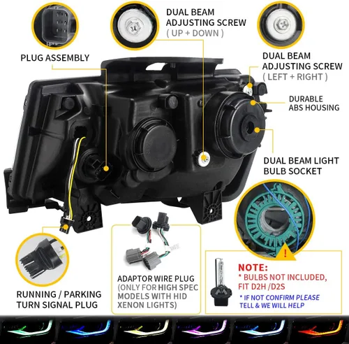 Miniatura 4 de VLAND Faros Compatibles con Chevy Camaro 5ª Generación 2014 2015, Lente de Doble Luz (No Incluyen Focos, Lados del Conductor y del Pasajero)