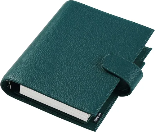 Miniatura 10 de Moterm Planificador de anillos de lujo para todo el personal – Organizador de carpeta de cuero genuino (naranja quemado, anillo de 1.181 in)