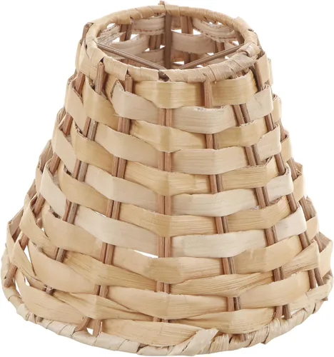 Aspen Creative 51001-1, pantalla de lámpara de araña con clip, hoja de plátano natural, parte superior de 3 pulgadas x 6 pulgadas inferior x 4-3/4
