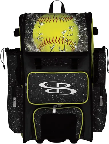 Boombah Rolling Superpack - Bolsa para equipo de béisbol/sóftbol, mango telescópico, capacidad para 4 bates, versión con ruedas, luz de sóftbol,