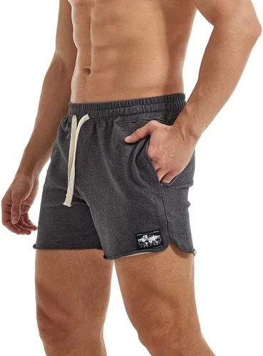 AIMPACT Pantalones cortos deportivos para hombre, pantalones cortos de algodón con bolsillos para entrenamiento de culturismo