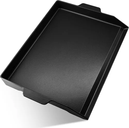 Miniatura 7 de Hiorucet Plancha de hierro fundido de 18 pulgadas, placa superior plana grande para parrillas de gas y horno de cocina, parrilla universal con asas