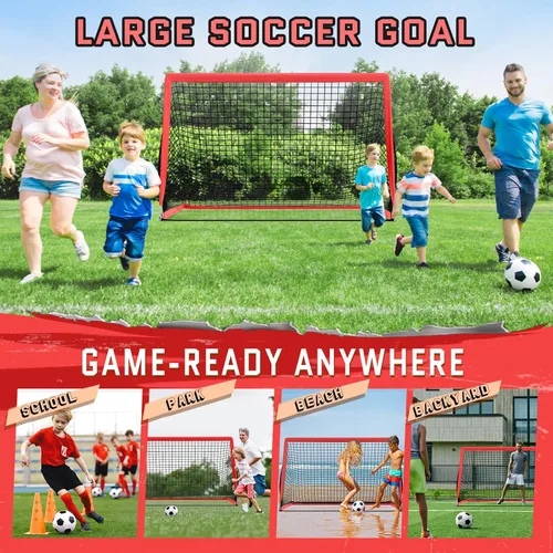 Miniatura 6 de KTRIO Portería de fútbol de 6 x 4 pies para patio trasero, red de fútbol portátil, grandes porterías de fútbol plegables con bolsa de transporte