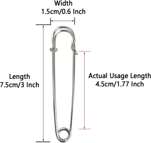 Miniatura 3 de YiwerDer - Pasadores de seguridad extra grandes y resistentes, 22 pines de manta de 3 pulgadas, fuertes y resistentes para mantas, faldas
