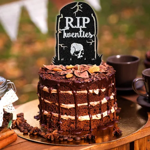 Miniatura 4 de Decoración negra para tartas de los años veinte con purpurina y texto "Dirty Thirty/Cheers to 30 Years", suministros de decoración de fiesta