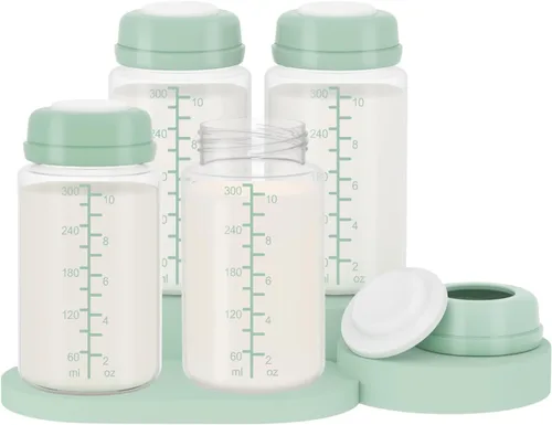 Miniatura 10 de 2 botellas de almacenamiento de leche materna de 10 onzas compatibles con SpectraS1 S2 9 Plus SG/Motif Luna/otros brida de boca ancha, recipiente
