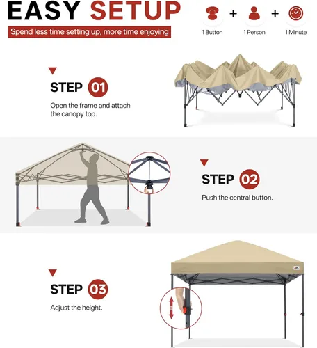 Miniatura 6 de ABCCANOPY Tienda de campaña desplegable de 10 x 10, refugio instantáneo de fácil instalación con bolsa con ruedas, toldo resistente al aire libre