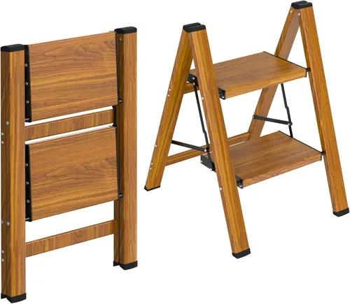 Miniatura 18 de HBTower Escalera de escalón, taburete plegable, taburete portátil de acero resistente para adultos con pedales anchos antideslizantes para el hogar