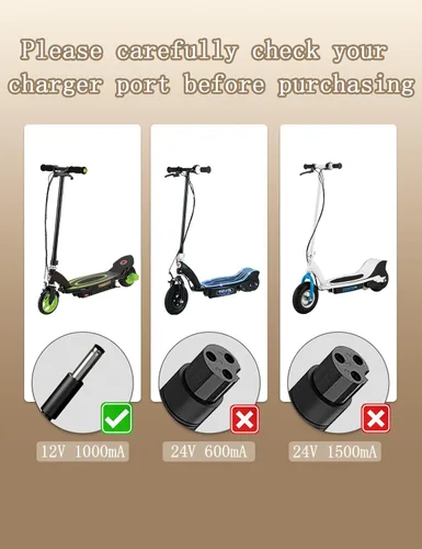 Miniatura 3 de Cargador de 12 V para Razor Power Core E90 E95 Reemplazo Black Label E90, MX125 Dirt Rocket, XLR8R y E-Punk Kids Ride on Car Toys Adaptador