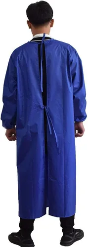 Miniatura 2 de Delantales impermeables con mangas largas, delantales resistentes a los químicos para hombres MD008Azul