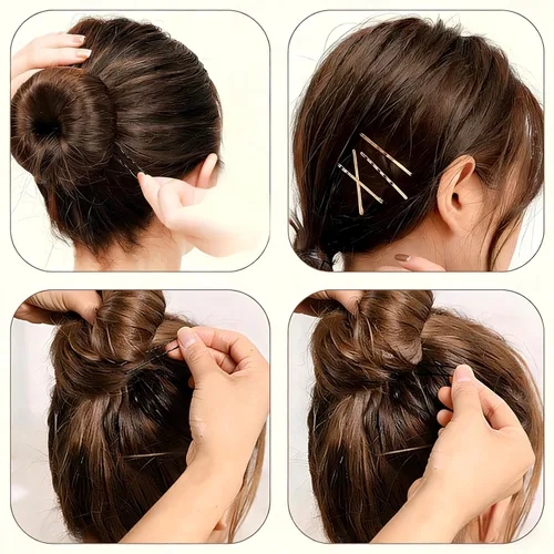 Miniatura 8 de Kit de 200 pines gruesos dorados y rubios, 150 horquillas para el cabello (2.2 pulgadas, 2.36 pulgadas, 2.75 pulgadas) + 50 pines en forma de U