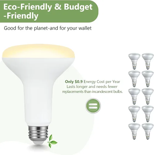 Miniatura 6 de Sigalux BR30 - Bombillas LED para interiores para latas empotradas, 7.5 W (reemplazo de 65 W), 650 lm, blanco suave 2700 K, atenuación suave, CRI