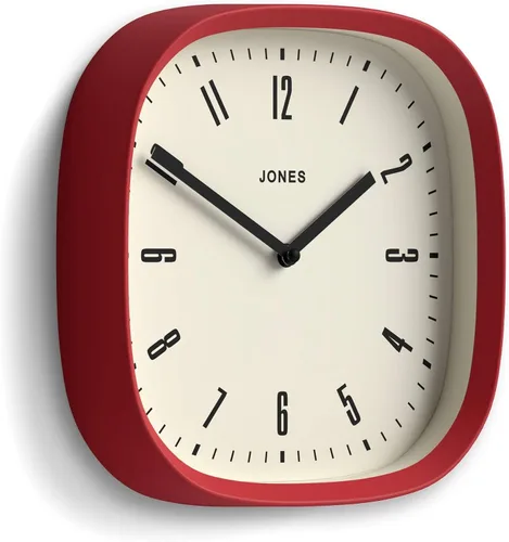 Miniatura 2 de JONES CLOCKS® Reloj de pared Marvel Reloj cuadrado redondo retro 10 pulgadas Rojo Aspecto de diseñador genial para cocina, sala de estar u