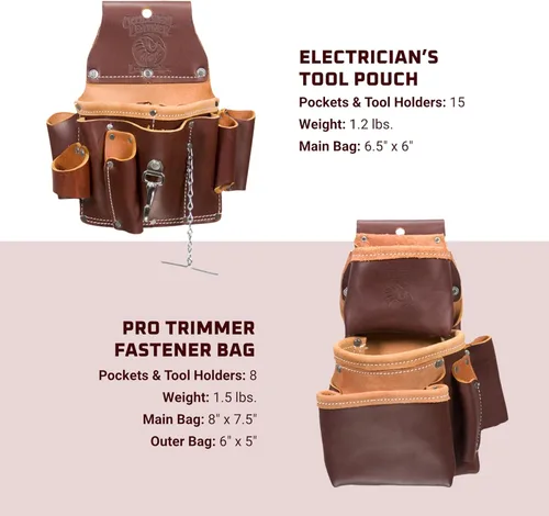 Miniatura 4 de Occidental Leather Pro Electrician Set – Pequeño – 23 bolsillos y portaherramientas – Cuero de primera calidad – Fabricado en Estados Unidos