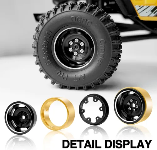 Miniatura 3 de OGRC 1.0 Ruedas Beadlock 3mm de desplazamiento negativo con llantas de 32g para crawler pesado con anillos de rueda de latón para TRX4M SCX24 Axial