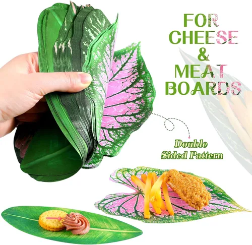 Miniatura 3 de Kisston 50 tableros de embutidos de papel pergamino de hojas tropicales de 8.7 pulgadas para tabla de queso, pergamino tropical de doble cara