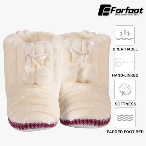 Miniatura 2 de Forfoot Pantuflas de invierno para mujer, cómodas pantuflas de forro polar para interiores y dormitorio, pantuflas de tobillo mullidas