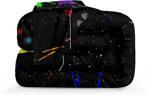 Miniatura 3 de Juego de ropa de cama para videojuegos tamaño individual, juego de edredón gamer para niños, niñas y adolescentes, microfibra suave, coloridos