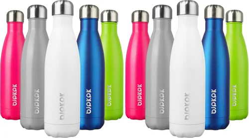 Miniatura 13 de BJPKPK Botellas de agua de acero inoxidable con aislamiento de 17 onzas, mantiene el frío y el calor, brillante oro rosa Oro rosa brillante