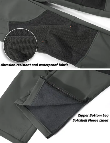 Miniatura 3 de Men's Snow Ski Waterproof Hiking Pants Fleece Lined Softshell Insulated Snowboard Outdoor Work Zipper Bottom Leg