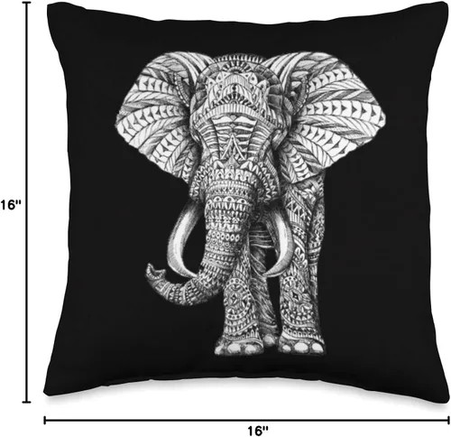 Miniatura 4 de Elephant DD Co - Almohada decorativa de elefante blanco y negro, 16.0 x 16.0 in, multicolor