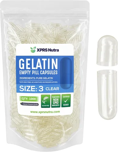 Miniatura 12 de XPRS Nutra Cápsulas vacías de tamaño 3 – 1000 cápsulas vacías de gelatina – Pastillas de relleno de cápsulas de bricolaje – Cápsulas de gel de Rojo