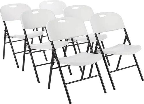 Miniatura 10 de Amazon Basics Silla Plegable Portátil Resistente de Plástico Plegable, Capacidad de 350 Libras, Negro, Paquete de 2