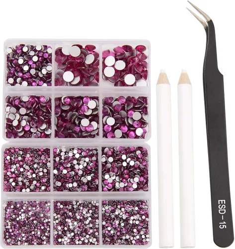 Miniatura 104 de NCB 288 diamantes de imitación de cristal redondos para arte de uñas, con parte trasera plana, para hacer accesorios de bricolaje, zapatos, ropa