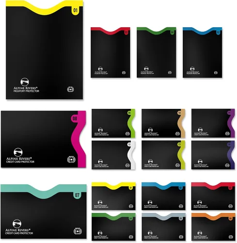 Miniatura 17 de 18 fundas de bloqueo RFID (14 soportes para tarjetas de crédito y 4 protectores para pasaportes) conjunto de protección premium contra robo