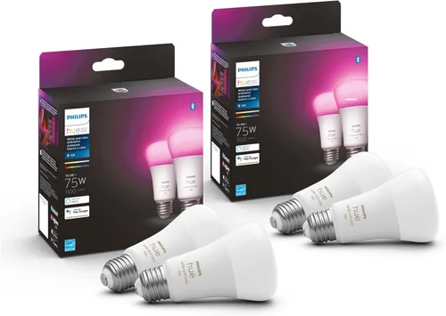 Miniatura 13 de Philips Hue Bombilla LED inteligente A19, 1 paquete, ambiente blanco y color, base E27, 9.5W, luz de espectro completo 1000K-20000K, 1100 lúmenes